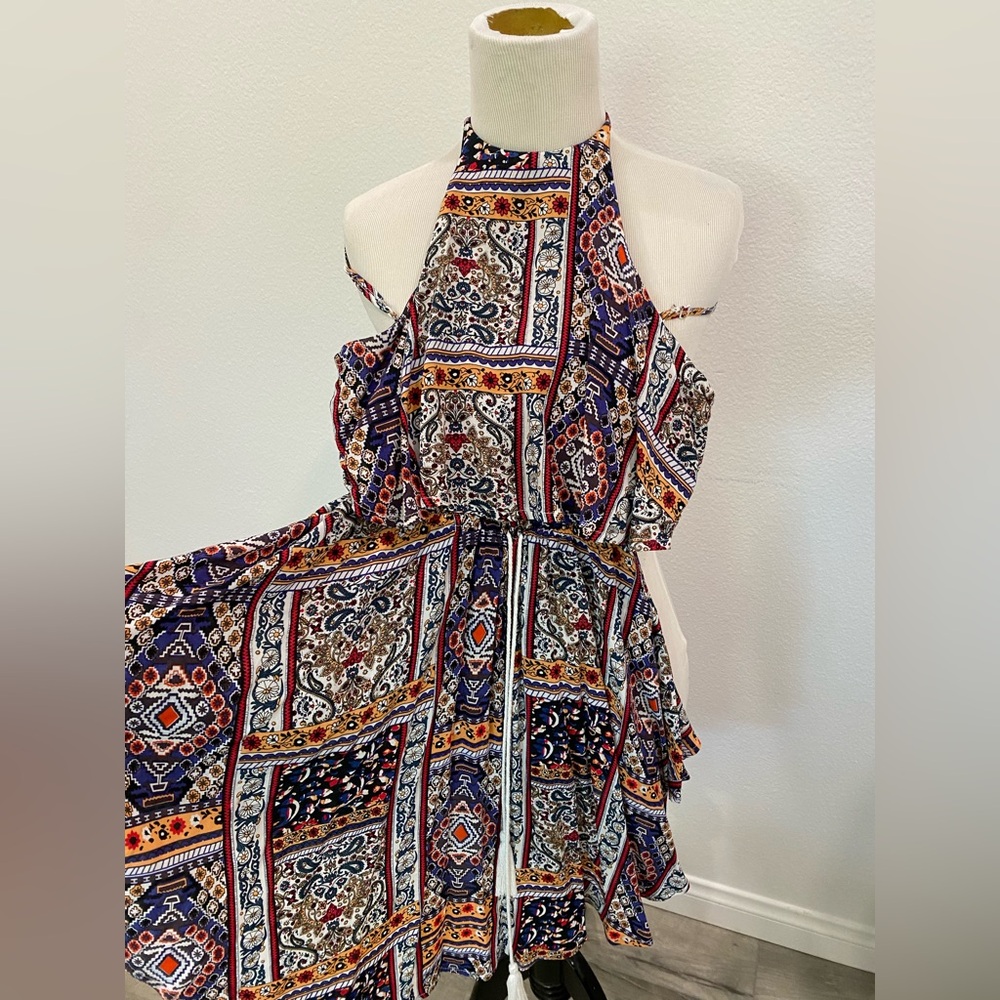 Bohemian Patterned Halter Dress Size 4